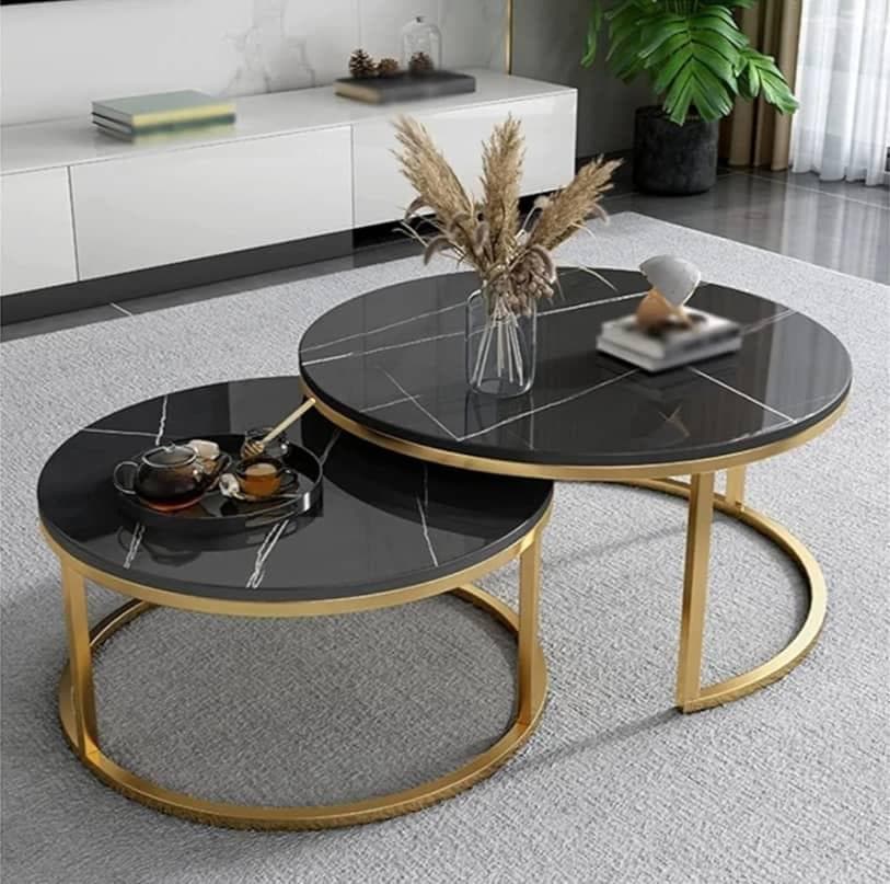 Nesting Coffee Tables – Black Marble Top (set of 2)
