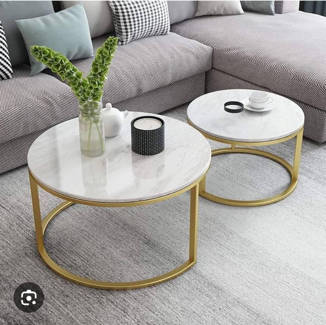 Nesting Coffee Tables – White Marble Top (set of 2)