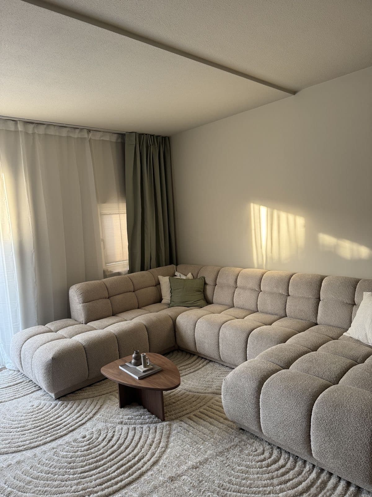 Beige Boucle Modular L-Shape Sofa