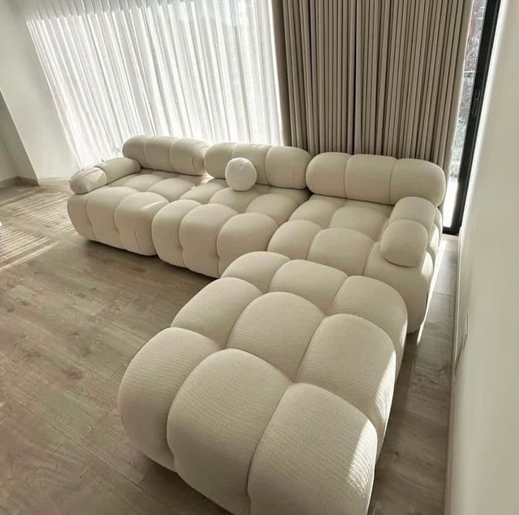 Cream Boucle Modular Sectional with Chaise