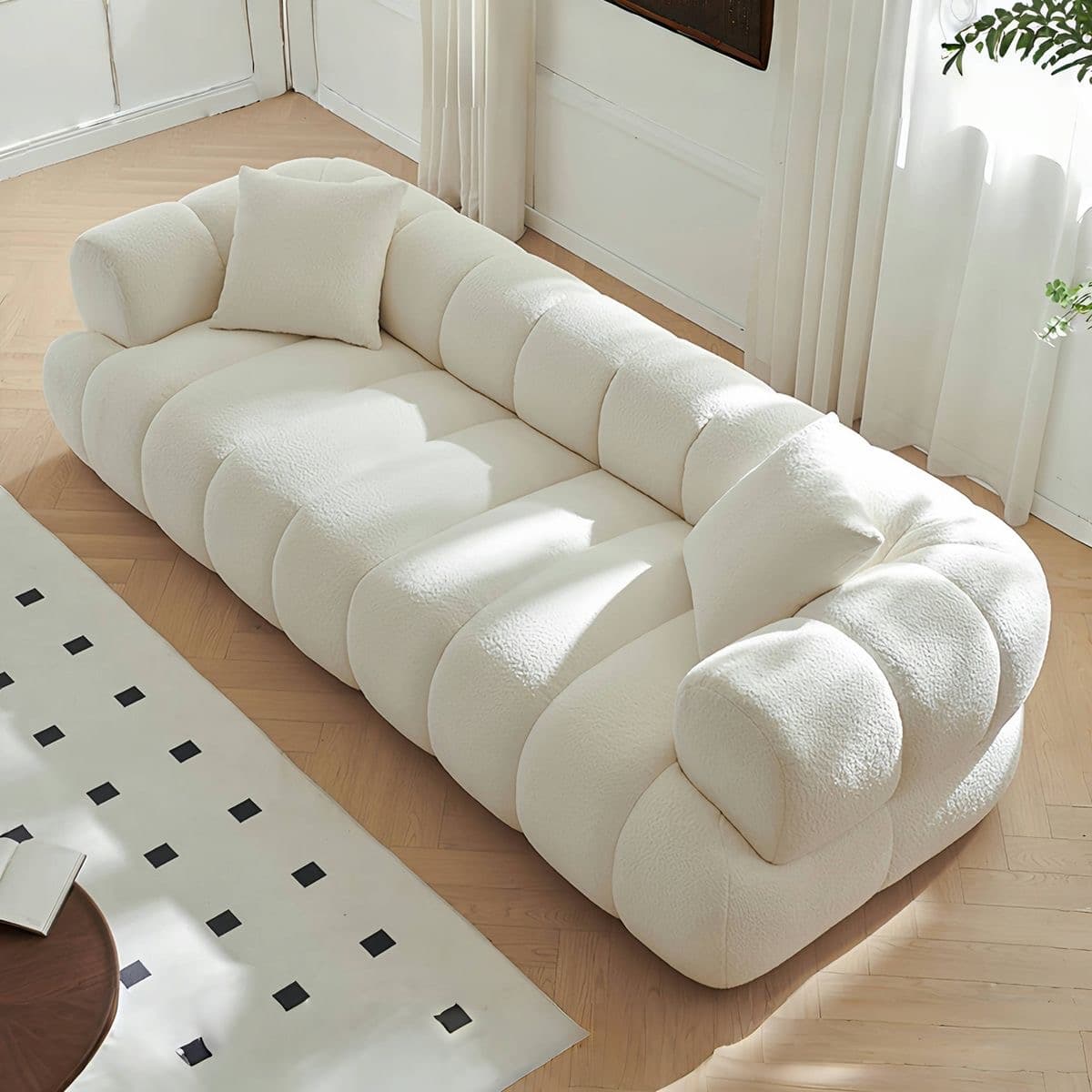 Cream Boucle 3-Seater Sofa