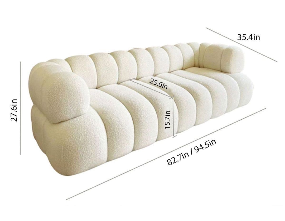 Cream Boucle 3-Seater Sofa 210 cm