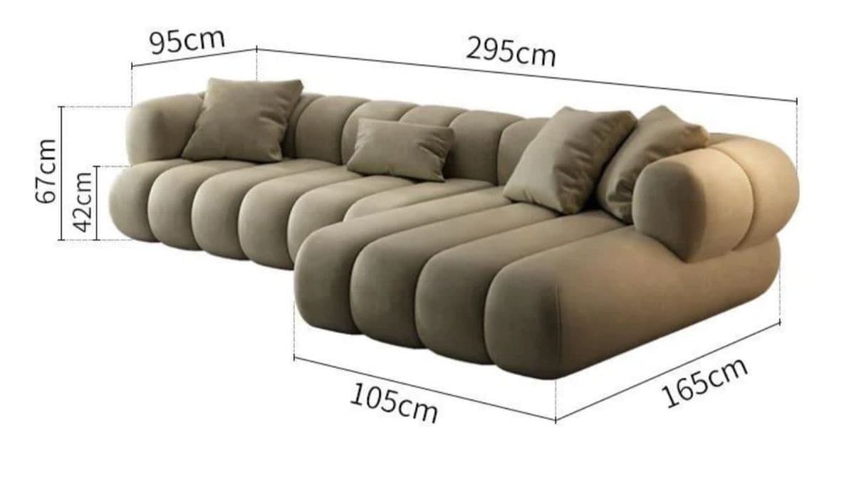 Taupe L-Shape Sectional Sofa 295 cm