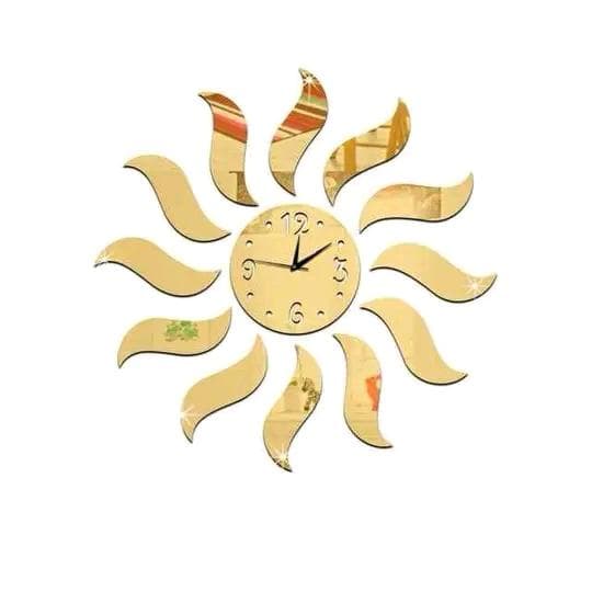 Gold Sun Mirror Wall Clock