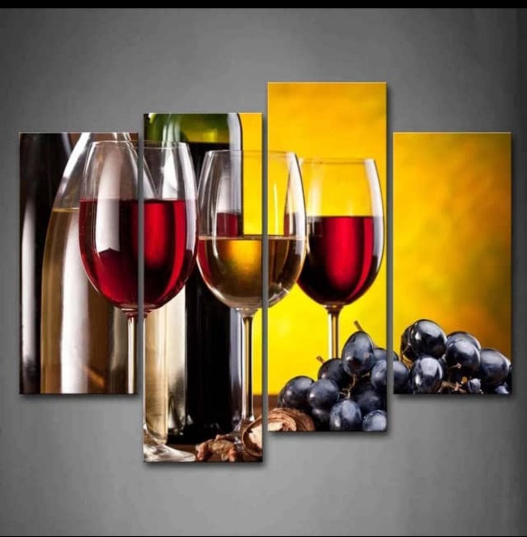 Wine & Grapes – 4-Panel Canvas
