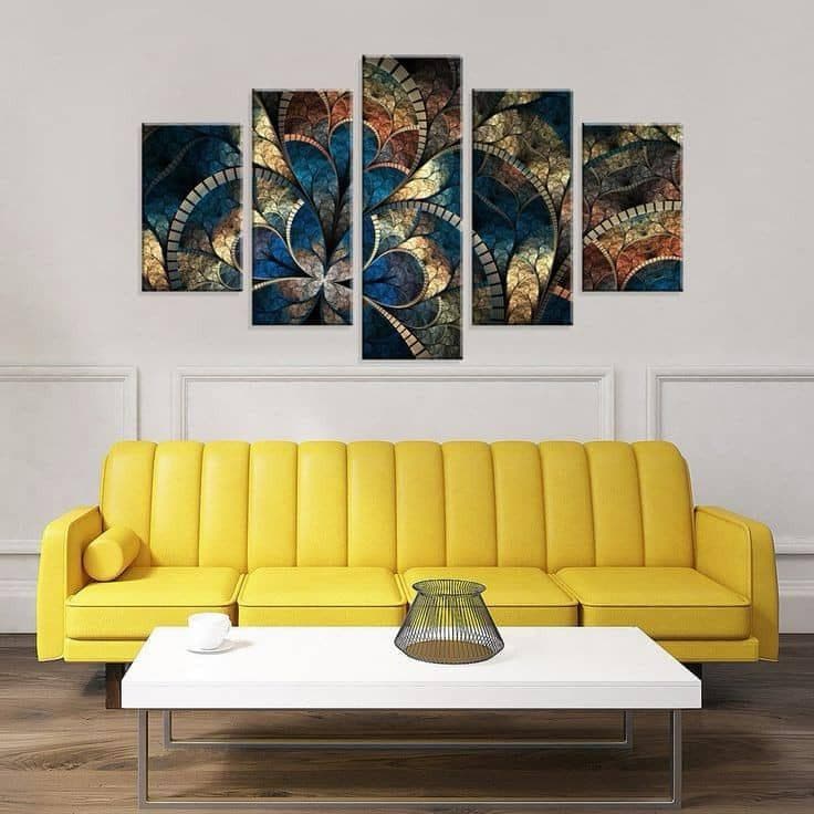Abstract Fractal Flower – 5-Panel Canvas