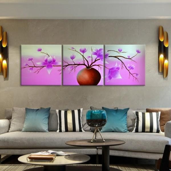 Purple Blossom Vase – 3-Panel Canvas